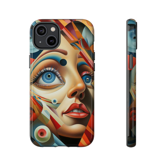 Surreal Shattering Reality Phone Case - Colorful Chaos Around a Woman's Face for iPhone, Samsung, Pixel