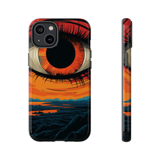 Sunset's Gaze: Burning Vision within an Eye Phone Case for iPhone, Samsung, Pixel